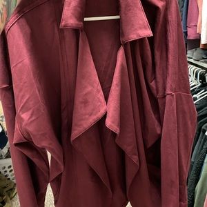 Lulu’s maroon oversized suede jacket. Never worn.